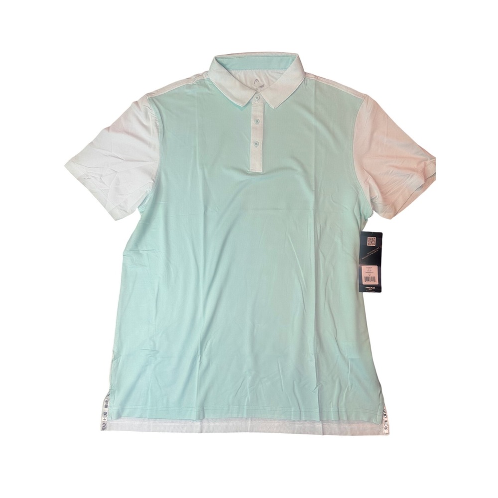 HEAD Golf Mens Polo Shirt Ocean White Colorblock Performance Mesh 1017-1 XL NWT